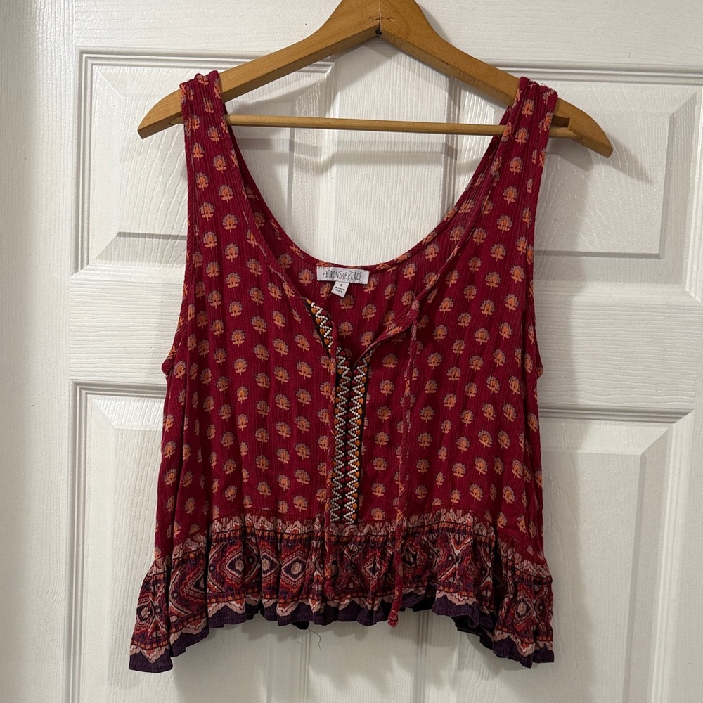 Red Boho Sleeveless Top